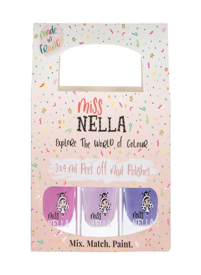 MISS NELLA PURPLE UNICORN- Peel Off, Odour Free, Water Base & Safe for kids nail polish pack OF 3- Sweet Lavender (glitter), Butterfly Wings (glitter) & Little Poppet - Image 1