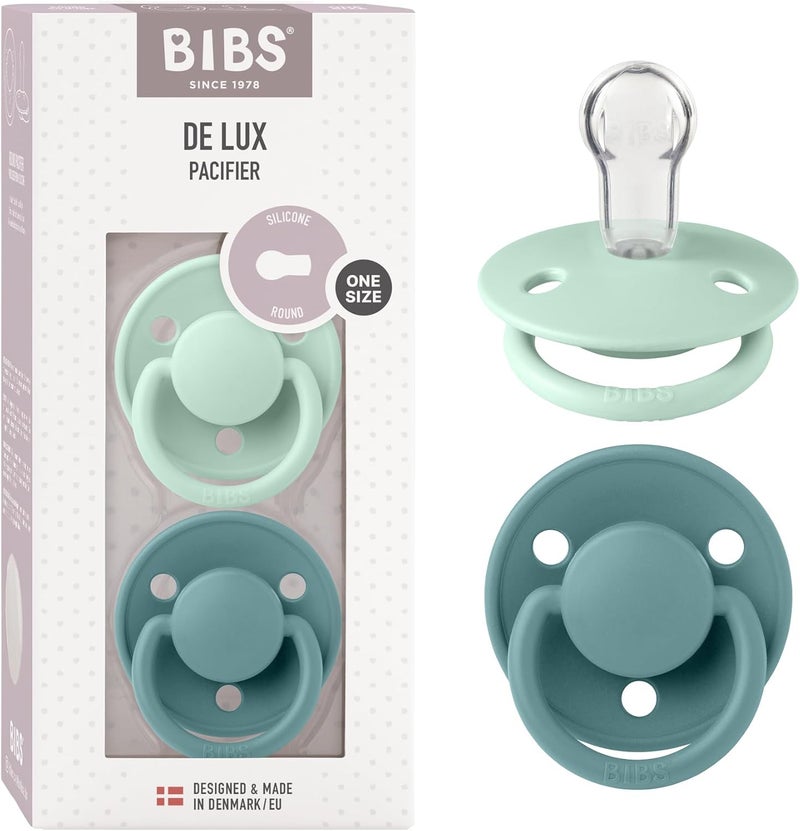 BIBS De Lux Soother 2-Pack - Nordic Mint/Island Sea - Image 1