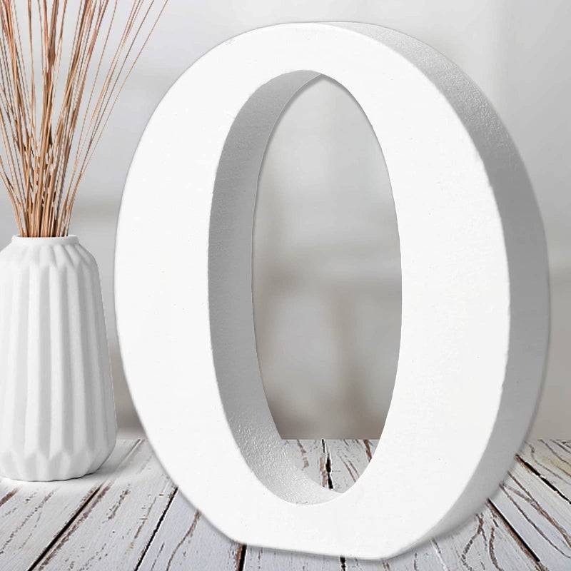 AOCEAN 6 Inch White Wood Letters  Unfinished Wood Letters for Wall Christmas Decor Standing Letters Slices Sign Board Decoration for Xmas Home Party Projects O