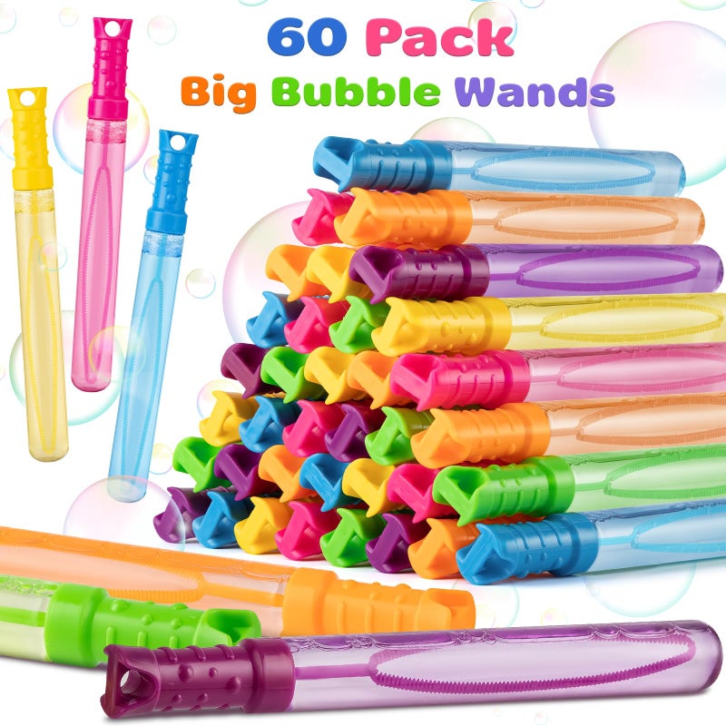 Jumlys 60 Pack Big Bubble Wands Bulk In 6 Colors  Bulk Party Favors For Kids  Ideal For Easter  Summer  Halloween  Valentine  School Classroom Prizes For Boys & Girls  Ideal Goodies Bags Stuffers - Image 2