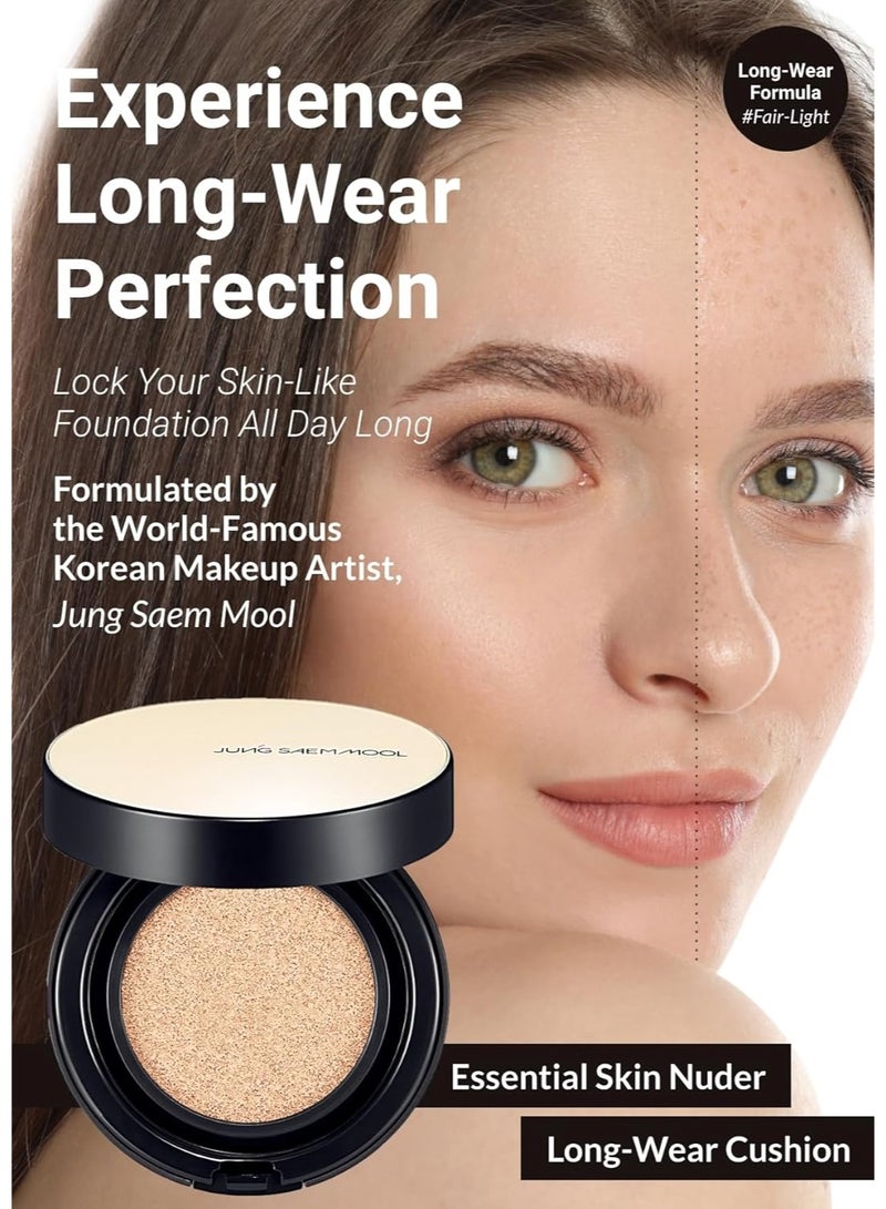 JUNG SAEM MOOL Essential Skin Nuder Longwear Cushion 0.98 Fl Oz (Fair Light), Refill Included, 24H Lasting Cushion Foundation with High Coverage, Semi-Matte Natural Finish, Korean Foundation Makeup - Image 4