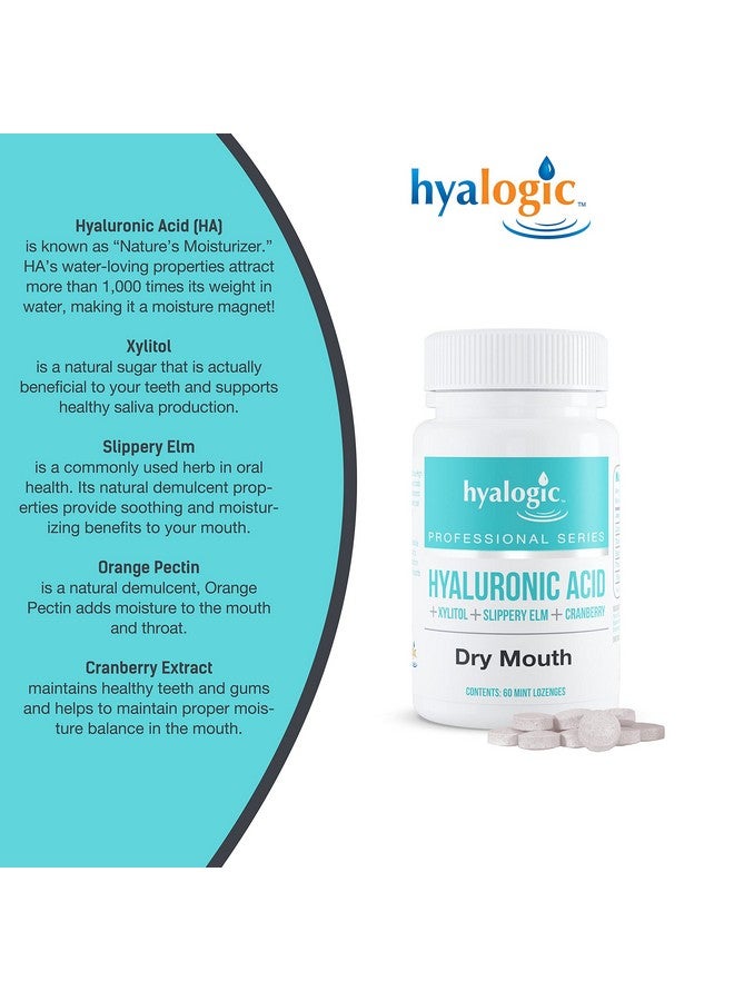 هالوجيك حلوى النعناع للعناية بالفم الجاف - أقراص استحلاب حمض الهيالورونيك وإكسيليتول للترطيب - معطر طبيعي للنفس بنكهة النعناع، خالٍ من السكر ومناسب للنباتيين (60 قرصًا)