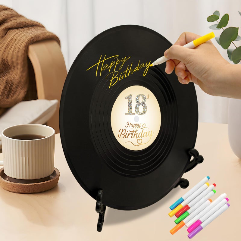 LMVIYAN Vinyl Record 18th Birthday Decorations Guest Book Alternativesï¼ŒSweet 18 Feliz CumpleaÃ±os Decoracion Party Favors Sign Posterï¼ŒGreat Sweet 18 Gifts for Girls Boys (18 Years Old) - Image 5