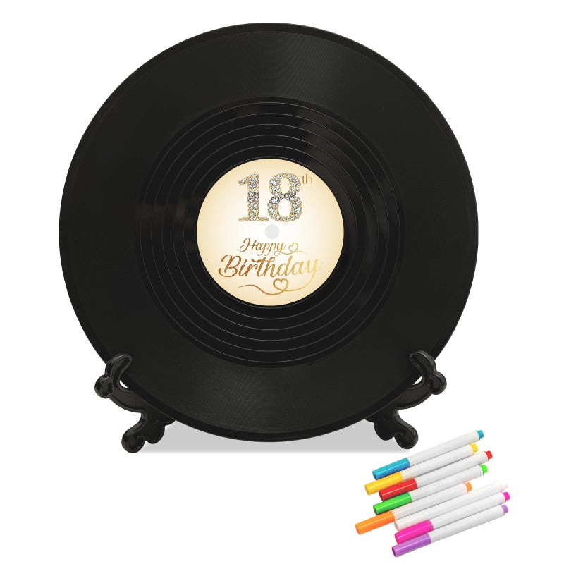 LMVIYAN Vinyl Record 18th Birthday Decorations Guest Book Alternativesï¼ŒSweet 18 Feliz CumpleaÃ±os Decoracion Party Favors Sign Posterï¼ŒGreat Sweet 18 Gifts for Girls Boys (18 Years Old) - Image 2