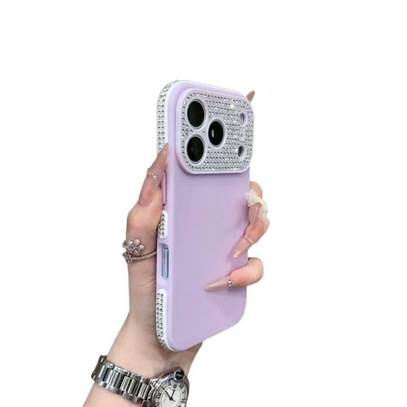 Protective Case | Purple | Acrylic | Diamond Border | Glitter Powder | Cover for iPhone 17 / 17 Air / 17 Pro / 17 Pro Max - Image 1