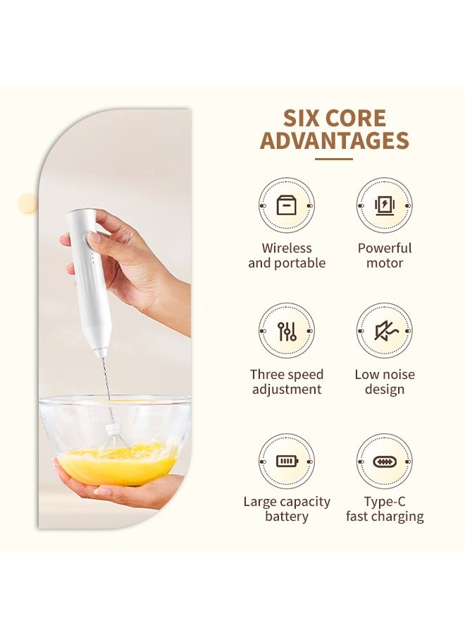 Generic - Electric Milk Frother, Rechargeable Handheld Foam Maker, Egg Beater with Three-Speed Adjustment, Hand blender, Low Noise, Easy To Clean, Can Stir Coffee, Juice, Eggs, Jam, Matcha - Image 1