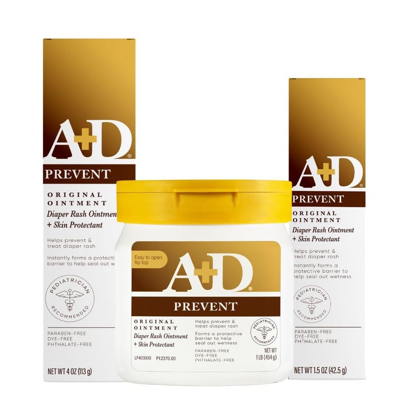 AD Original Diaper Rash Ointment Prevents  Heals Diaper Rash Moisturizes  Heals Dry Skin With Vitamins A  D Home  Go Bundle  16 oz jar 4 oz tube 15 oz tube - Image 1