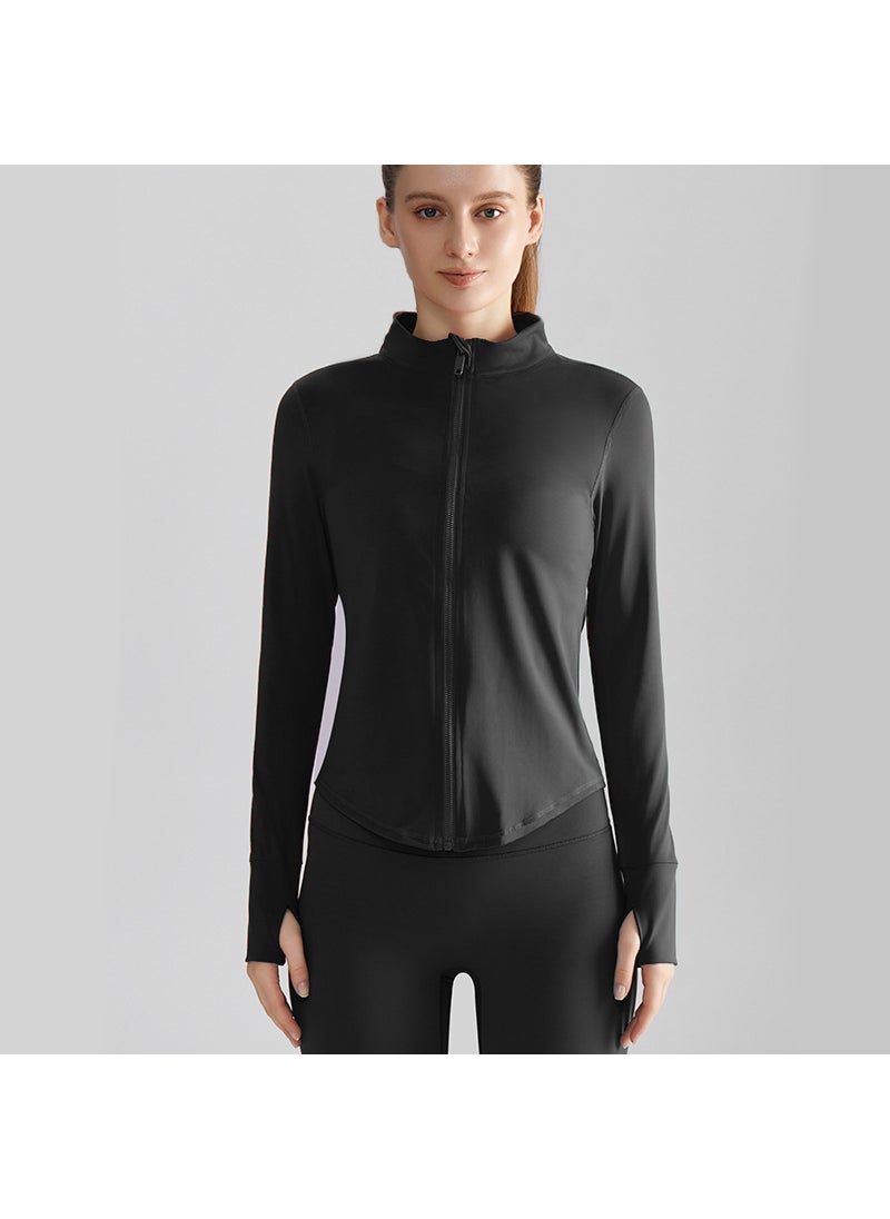 Generic Womens Slim Fit Windproof Zip-Up Autumn Sportswear Jacket Wt-053 fashion black 