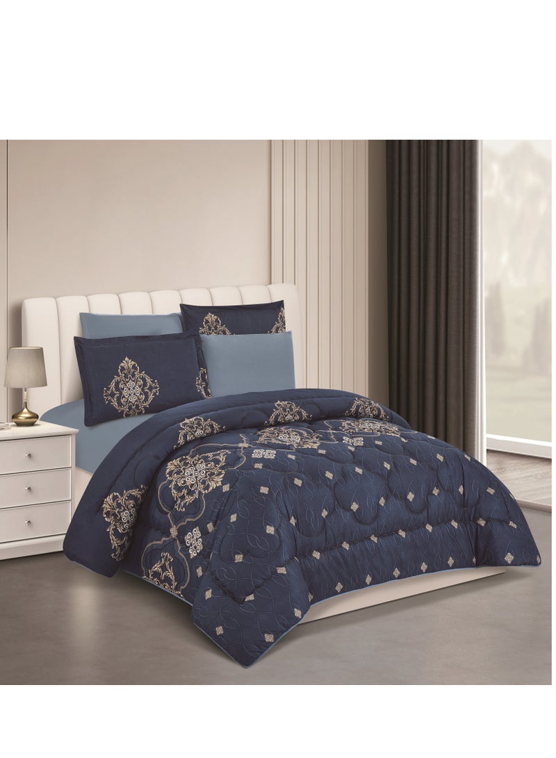 ستارجولد لحاف مطبوع فائق النعومة، طقم 6 قطع، قماش ميكروفايبر عالي الجودة، تصميم أنيق ومتميز، متين، مثالي لغرفة النوم المنزلية مقاس 240×220 سم - Image 1