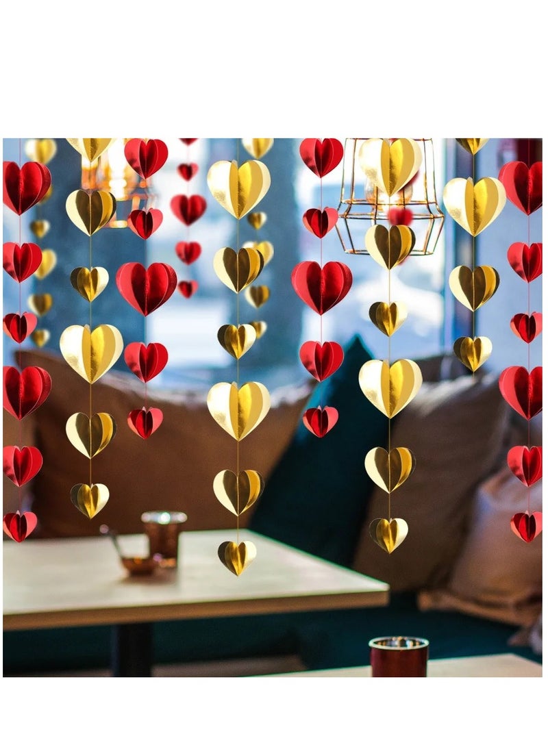Three-dimensional Golden Heart Pendant Banner Wedding Birthday Party Decoration 2PCS×2.4M - Image 2
