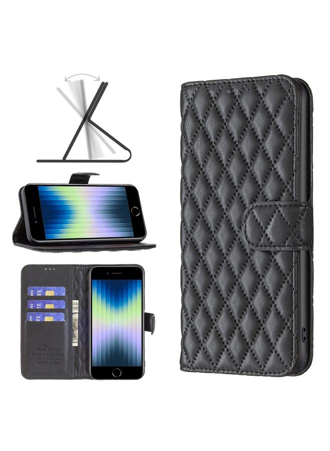 اس-توب جراب لهاتف iPhone SE 2022 / SE 2020 / 8 / 7 جراب هاتف جلدي شبكي ماسي قابل للطي - Image 1