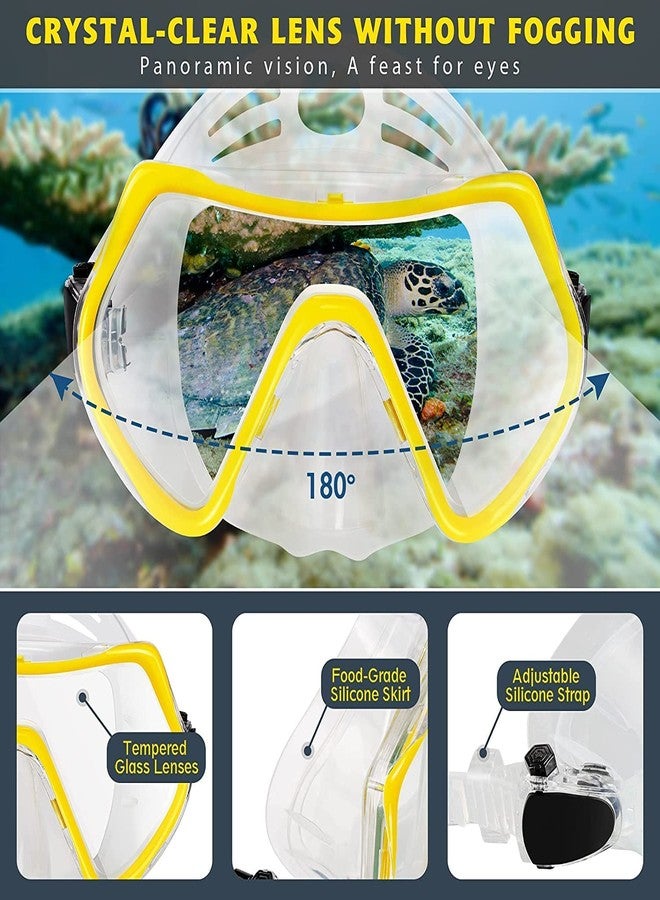 VBM 3 PCS Adult Snorkeling Kit Swimming Goggles Dry Snorkel Tube Adjustable Fins (yollow) - Image 4