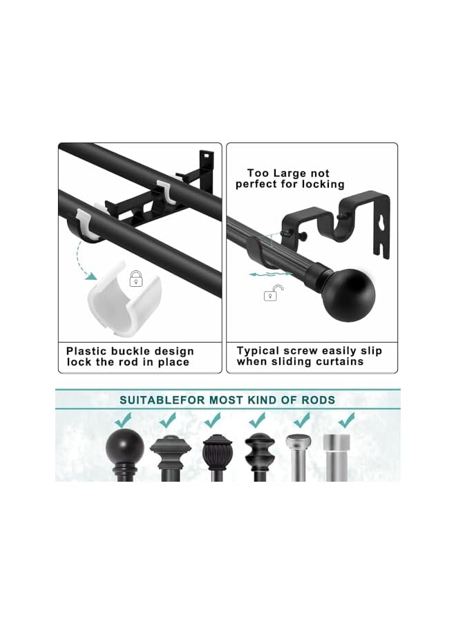 erorex Curtain Rod Bracket, 4 Pack Wall Curtain Holder Hook, Double Curtain Rod Bracket for Home, Kitchen, Bathroom, Heavy Duty Curtain Rod Holders Hooks Wall Brackets Support Hanger for 1 Inch Rod  - Image 5