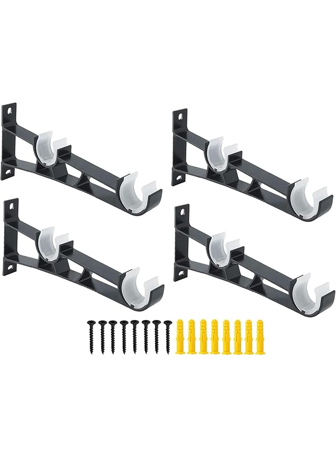 erorex Curtain Rod Bracket, 4 Pack Wall Curtain Holder Hook, Double Curtain Rod Bracket for Home, Kitchen, Bathroom, Heavy Duty Curtain Rod Holders Hooks Wall Brackets Support Hanger for 1 Inch Rod  - Image 1