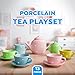 Lollipop Porcelain Tea Set for Little Girls Kids Tea Party Toy with Teacups and Saucers Delightful Girls Tea Set for Ages 412 Charming Porcelain Tea Cups for Childs 13 pcs Teacups Sets - Image 4