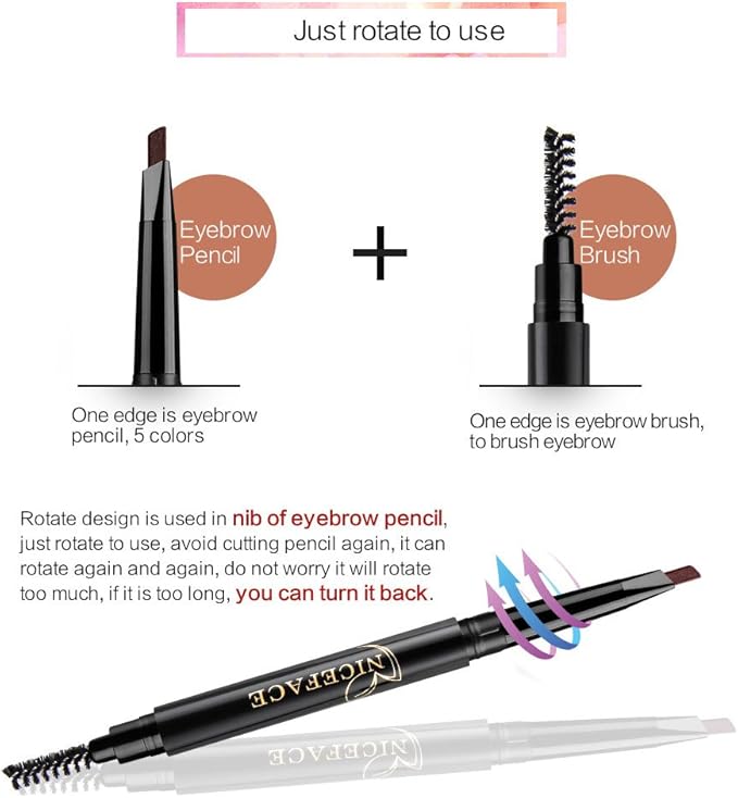 NICEFACE Eyebrow Pencil Coffee Double Ended Precision Waterproof BrowCoffee 3 - Image 3