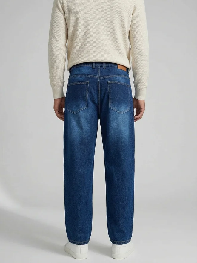 Styli Blue Men Blue Relaxed Fit Acid wash Jeans for Men | Best Price UAE