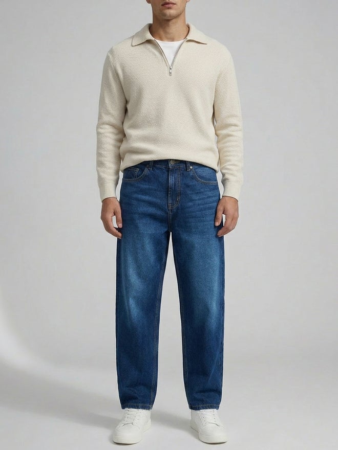 Styli Men Blue Relaxed Fit Acid wash Jeans - Image 2