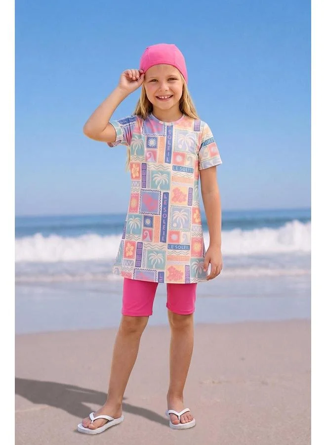 Perendi Sun-Protective Girl's Swimsuit Set.