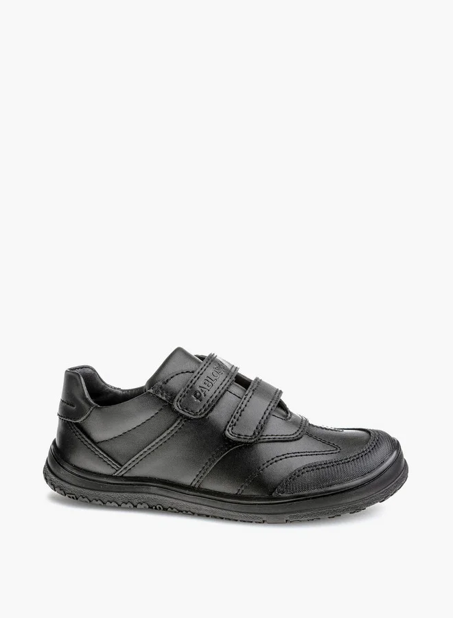 بابلوسكي Boys' Panelled School Shoes with Hook and Loop Closure - 732015-J