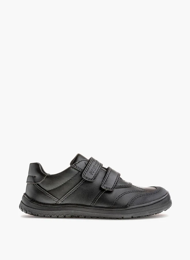 بابلوسكي Boys' Panelled School Shoes with Hook and Loop Closure - 732015-J