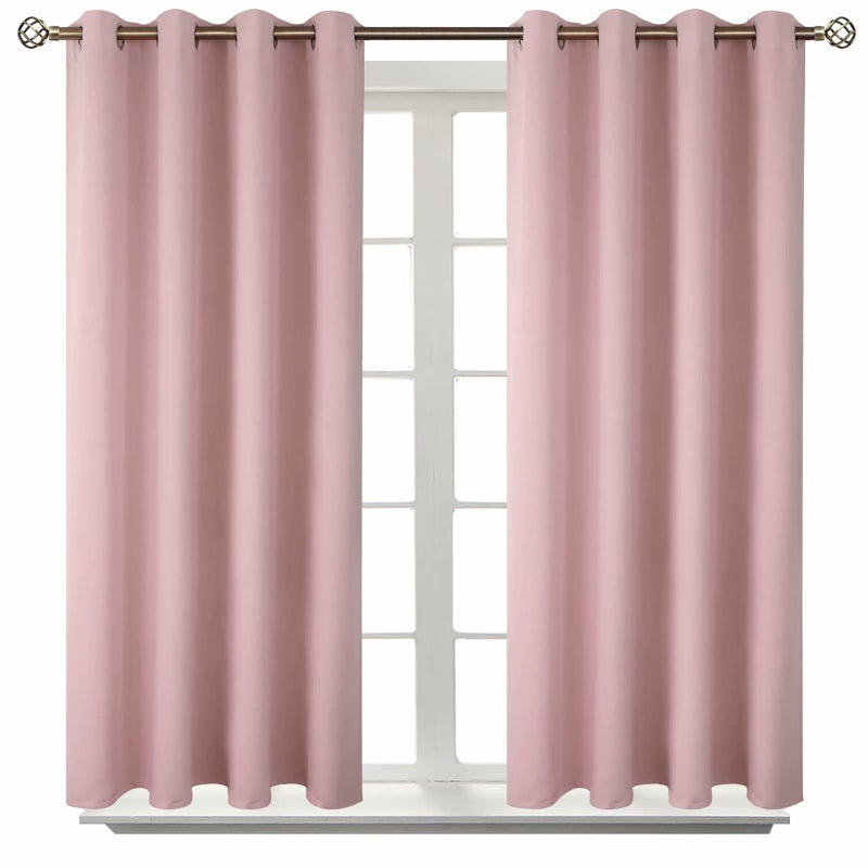BGment Room Darkening Curtains 45 Inches Long  Grommet Thermal Insulated Drapes Window Treatment Curtains for Bedroom 2 Panels 52 x 45 Inch Baby Pink
