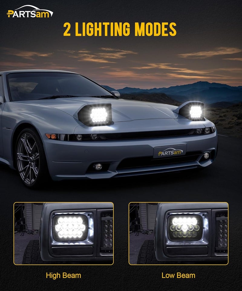 Partsam 2PCS H6054 LED Headlights 7x6 5x7 Headlamp Anti-glare Hi/Low Sealed Beam Lights Compatible with Cherokee XJ Wrangler YJ etc - Image 3