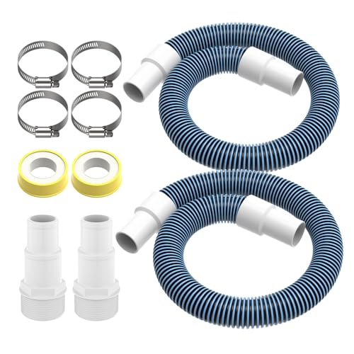 Pokin 15 Inches Pool Hoses for Above Ground Pools112 Diameter Pool Pump Replacement Hose2 Pack 3 Feet Vacuum Hose Universal 12515 Inch Combo Hose Adapter with Clamps and Tape - Image 1