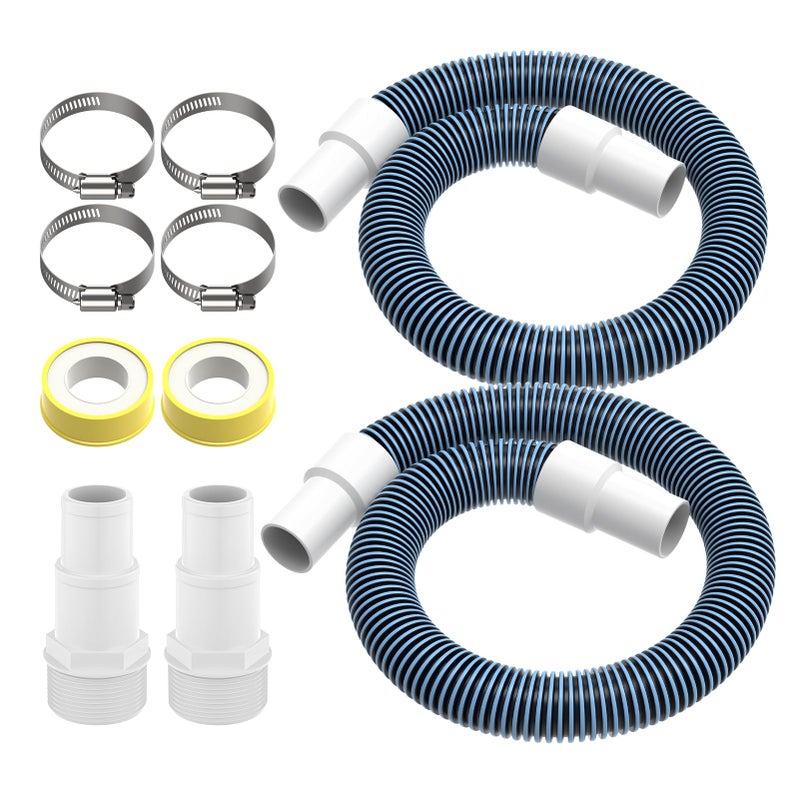 Pokin 15 Inches Pool Hoses for Above Ground Pools112 Diameter Pool Pump Replacement Hose2 Pack 3 Feet Vacuum Hose Universal 12515 Inch Combo Hose Adapter with Clamps and Tape - Image 2