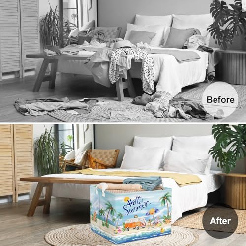 Clastyle Blue Beach Camping Picnic Basket Tropical Tree Caravans Shower Gift Storage Basket Outdoor Pool Seaside Towel Blanket Clothes Toy Bin - Image 3