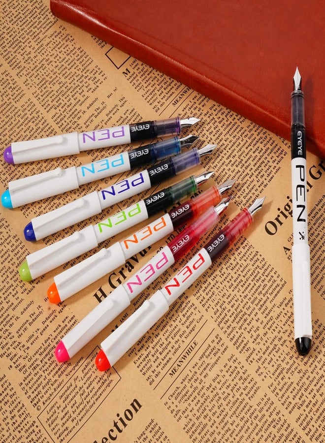 EYEYE 8 Colored Disposable Fountain Pens for Writing 8 Assorted Color Extra Fine Nib Classic Colorful Set - Image 5