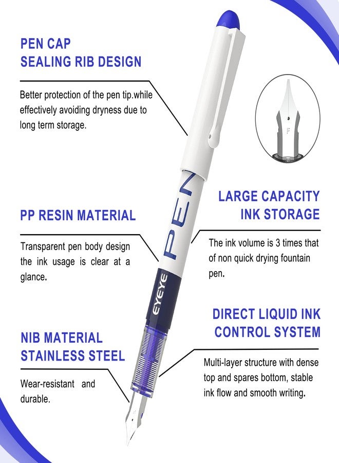 EYEYE 8 Colored Disposable Fountain Pens for Writing 8 Assorted Color Extra Fine Nib Classic Colorful Set - Image 3