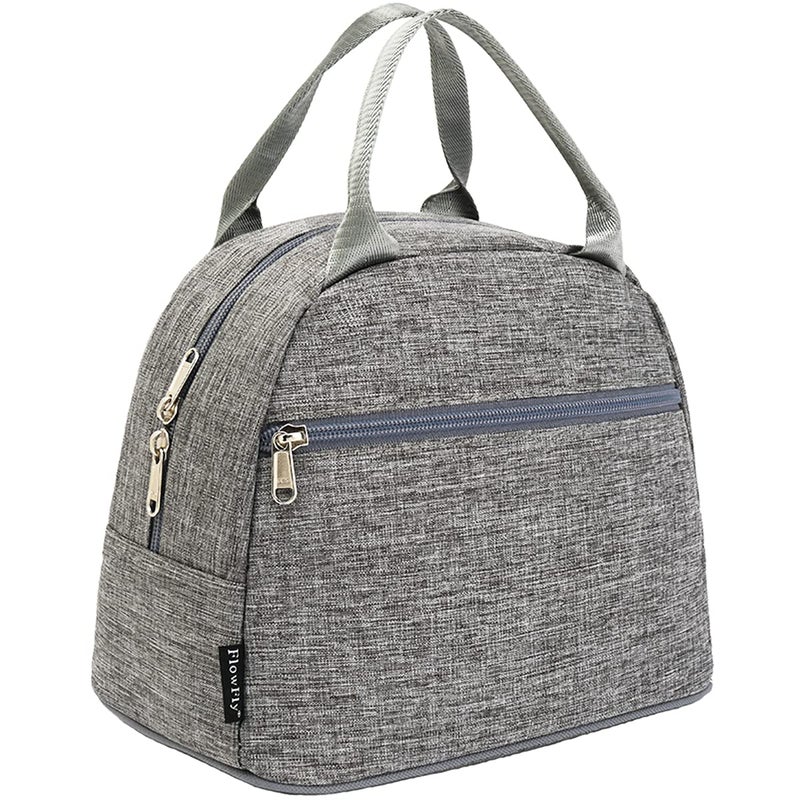 FlowFly Insulated Lunch Cooler Bag Tote Bag Organizer for WomenMen Heather Grey