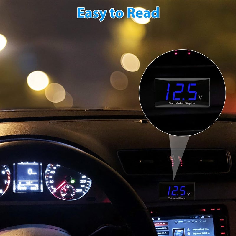Linkstyle DC 12V Car Digital Voltmeter Gauge, Waterproof LED Display Motorcycle Voltmeter Power Energy Volt Meter Gauge for Trailer Camper Boat Marine Vehicle Caravan Car Battery Voltage Monitor (Blue) - Image 5
