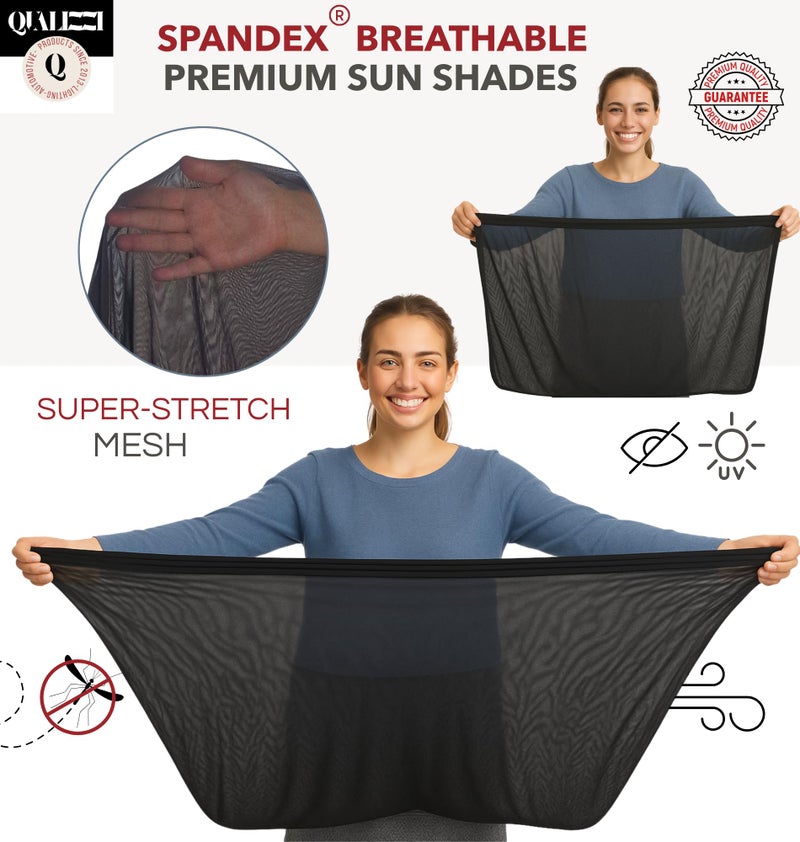 Qualizzi XL/Car Window Shades for SUVs (10 Sizes) - Breathable Stretchy Mesh Screens for Baby, Sun, Heat, Bug & Privacy Protection, Ideal for Camping Adventures, 2-Pack by Qualizzi - Image 5