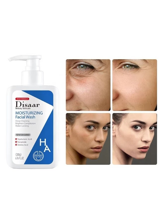 Disaar Moisturizing Facial Wash 200 g Hyaluronic Acid Ceramide Amino Acid Essence Face Clean Foam Deep Brighten Complexion Care - Image 2