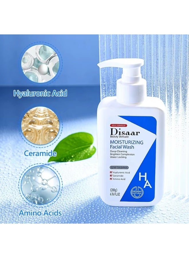 Disaar Moisturizing Facial Wash 200 g Hyaluronic Acid Ceramide Amino Acid Essence Face Clean Foam Deep Brighten Complexion Care - Image 4
