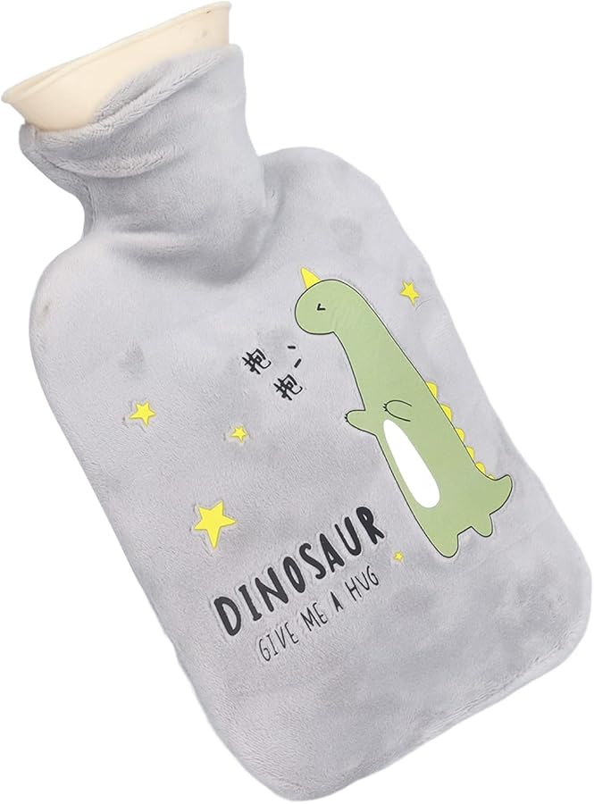 Dinosaur Cartoon Hot Water Bottle 500ml Leak Proof For Muscle Soreness Gray - Image 5