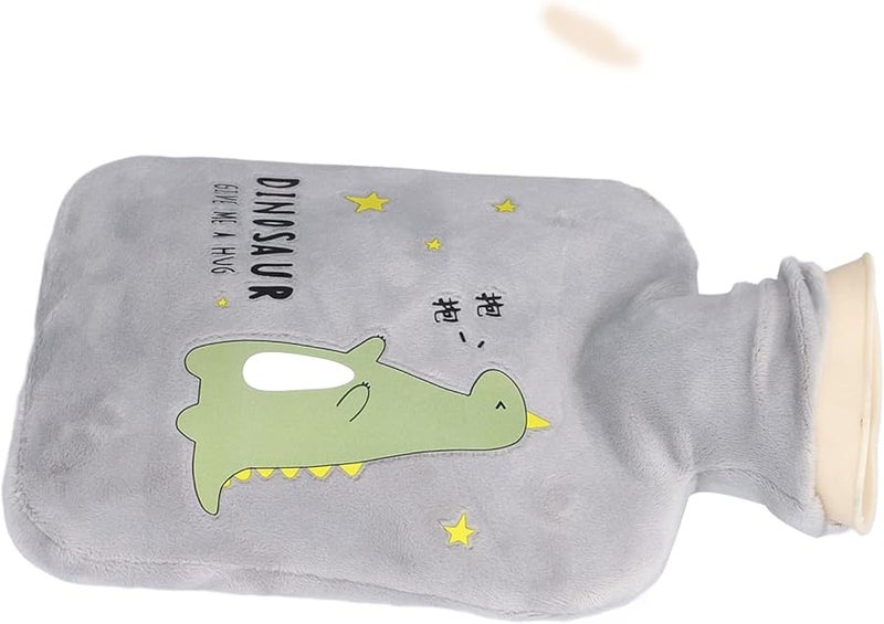 Dinosaur Cartoon Hot Water Bottle 500ml Leak Proof For Muscle Soreness Gray - Image 2