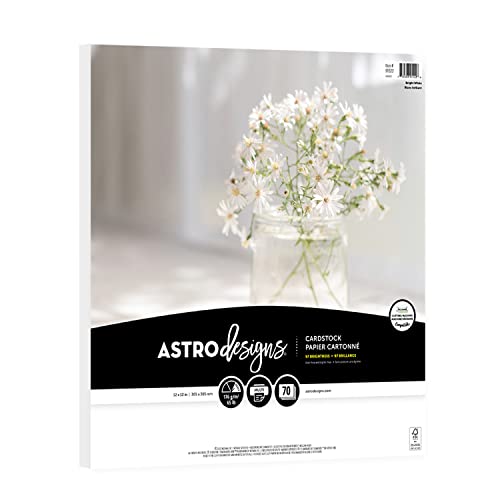Astrodesigns Crafting Cardstock, 12" x 12", 65 lb/176 gsm, Bright White, 70 Sheets (91522) - Image 1