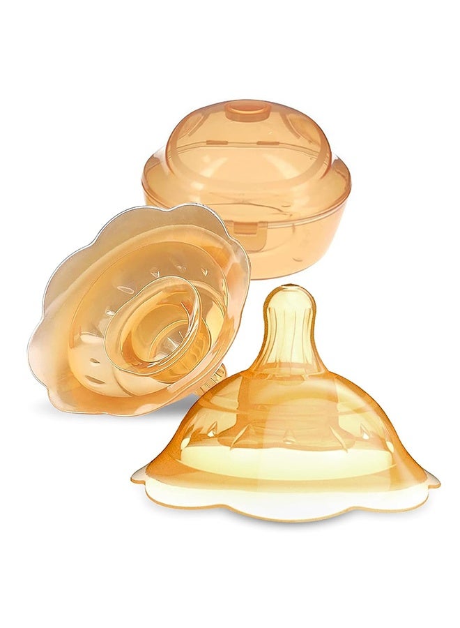 Nipple Shields for Breastfeeding Newborn - 2 Packs,Silicone Nipple Shields Breastfeeding for Baby and Mommy Breast Shell, Nipple Shield,Orange - Image 1