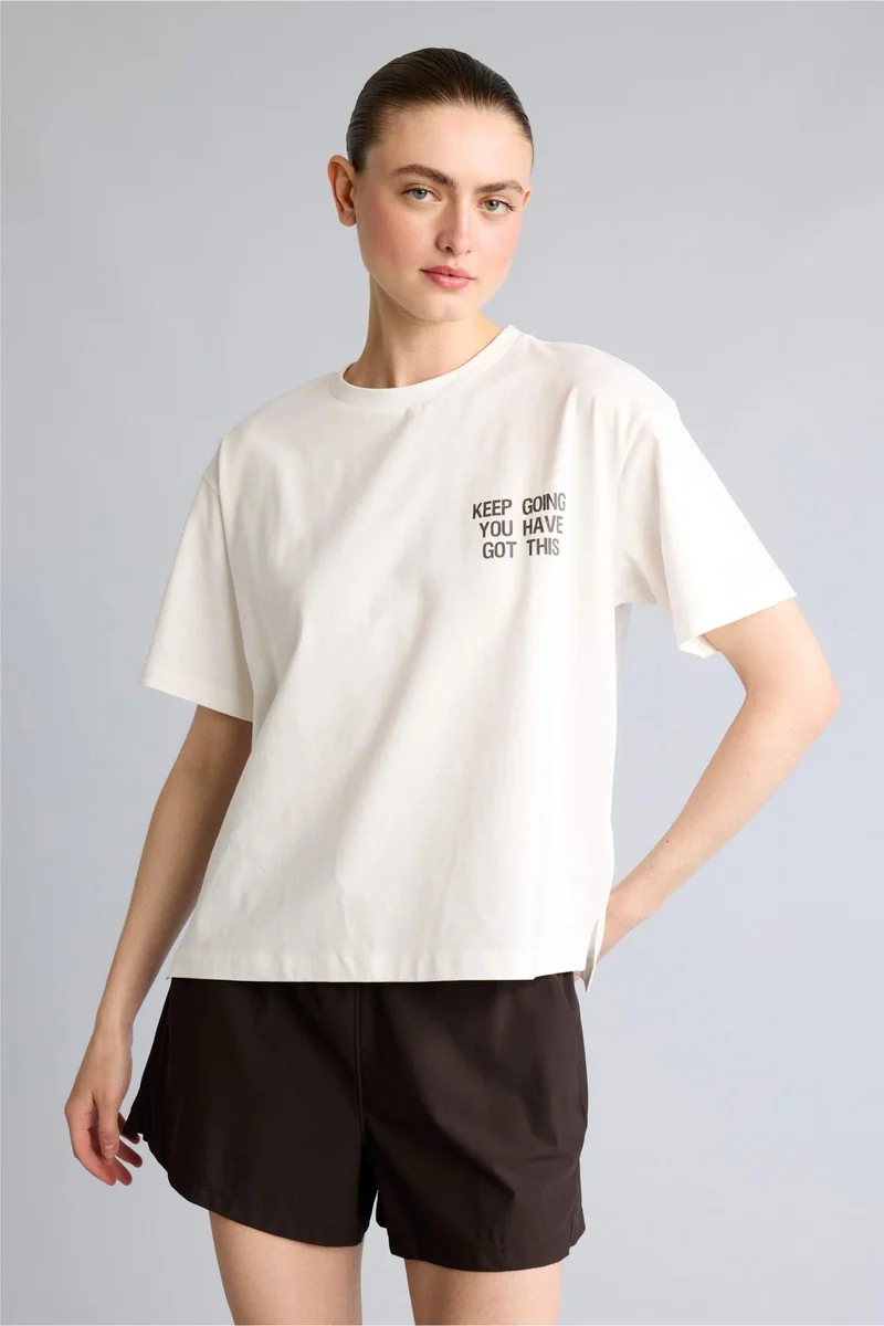 DeFacto Comfort Fit Printed Crew Neck Short Sleeve T-Shirt