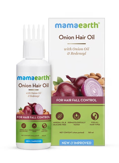 MAMAEARTH Onion Hair Oil for Hair Regrowth and Hair Fall Control 150 ml