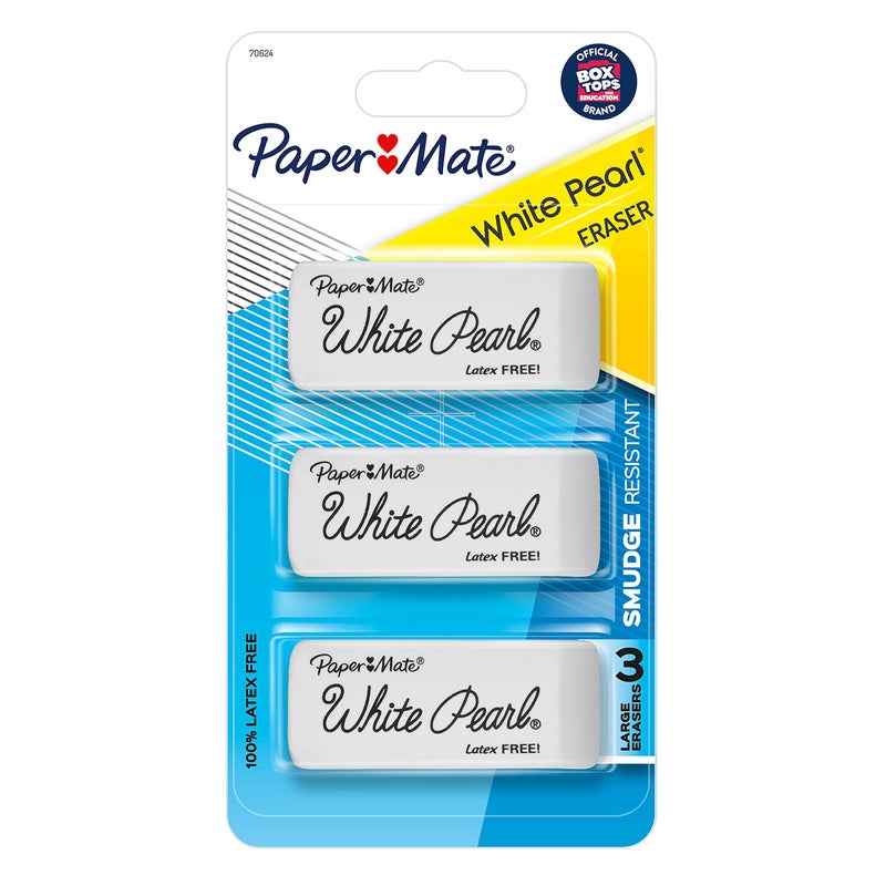 Paper Mate ممحاة ورقة ميت 70624 لؤلؤة بيضاء، كبيرة، 3 قطع - Image 1