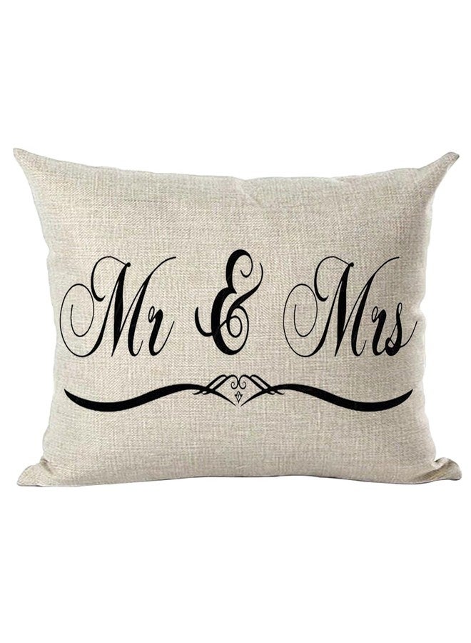 Ramirar Black Word Art Mr & Mrs Simple Style for Family Lover Inspirational Decorative Lumbar Throw Pillow Cover Case Home Living Room Bed Sofa Car Cotton Linen Rectangular 12 x 20 Inches - Image 2