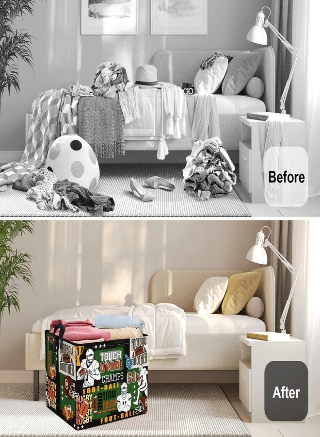 HUUMONSS Comic Balls Baby Laundry Hamper Collapsible Clothes Kids Storage Basket Large Boys Gift Toy Box Bin for Nursery Room, Rugby, 36L - Image 2