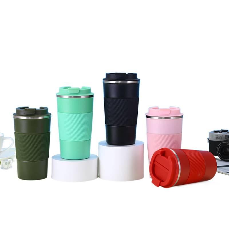 كوب قهوة للسفر بغطاء مانع للتسرب من ستانلس ستيل، 380 ml من الستانلس ستيل باللون الأبيض لترتيب الأغراض للاستخدام العملي للاستخدام الخارجي - Image 2