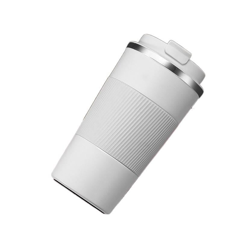 كوب قهوة للسفر بغطاء مانع للتسرب من ستانلس ستيل، 380 ml من الستانلس ستيل باللون الأبيض لترتيب الأغراض للاستخدام العملي للاستخدام الخارجي - Image 1