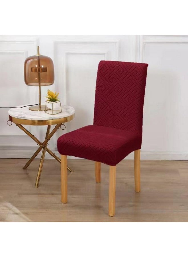 Styleys Styleys Elastic Chair Cover Stretch Removable Washable Jacquard Dining Chair Cover Protector Seat Slipcover (Pack of 4, Red, JCMC16)  - Image 2