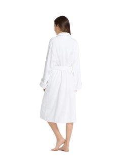ماركة غير محددة Hooded Terry Cotton Bathrobe White  - Image 4